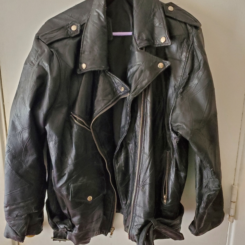 Vintage flight path leather jacket